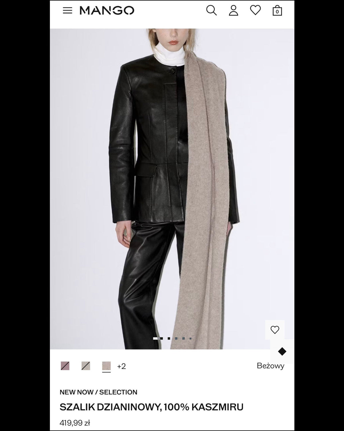 Beige cashmere scarf by Mango