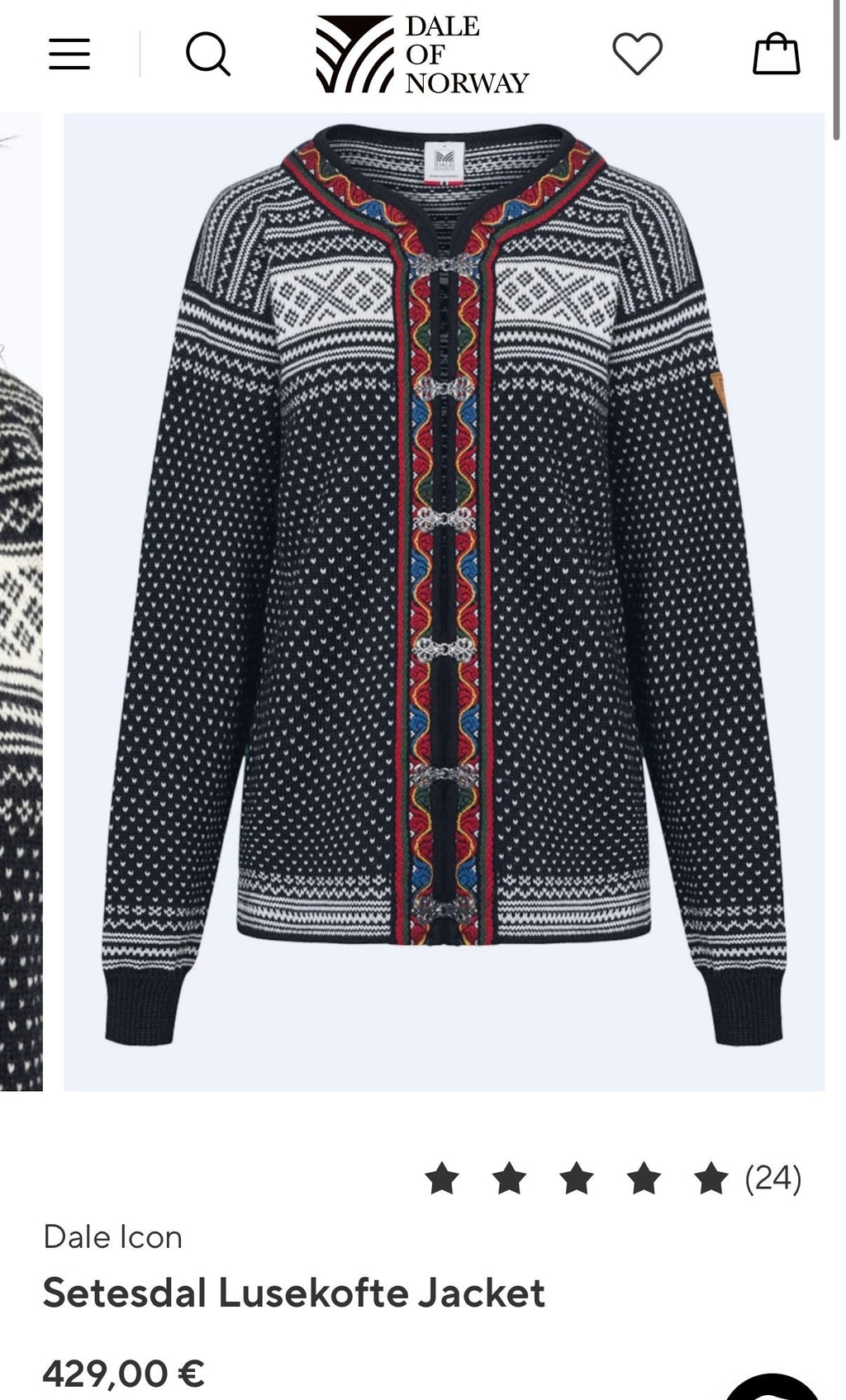 Off-white and black Norwegian wool Setesdal Jacket by Dale of Norway