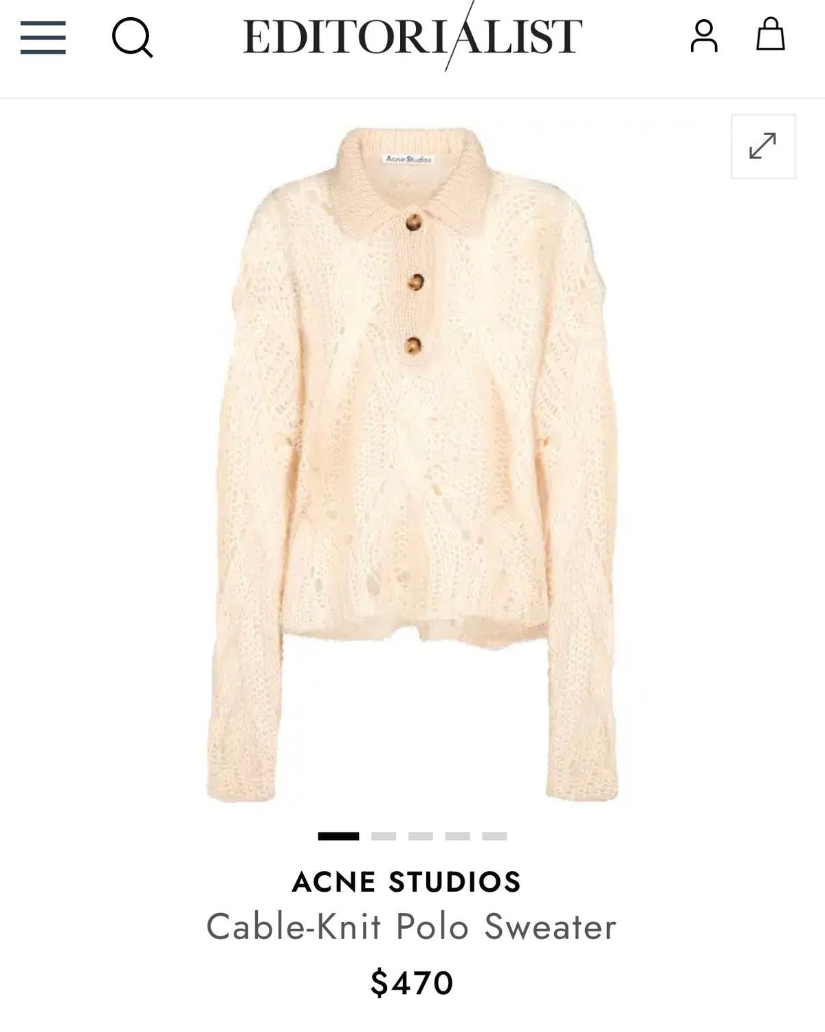 Cream mohair wool and alpaca sweater by Acne Studios