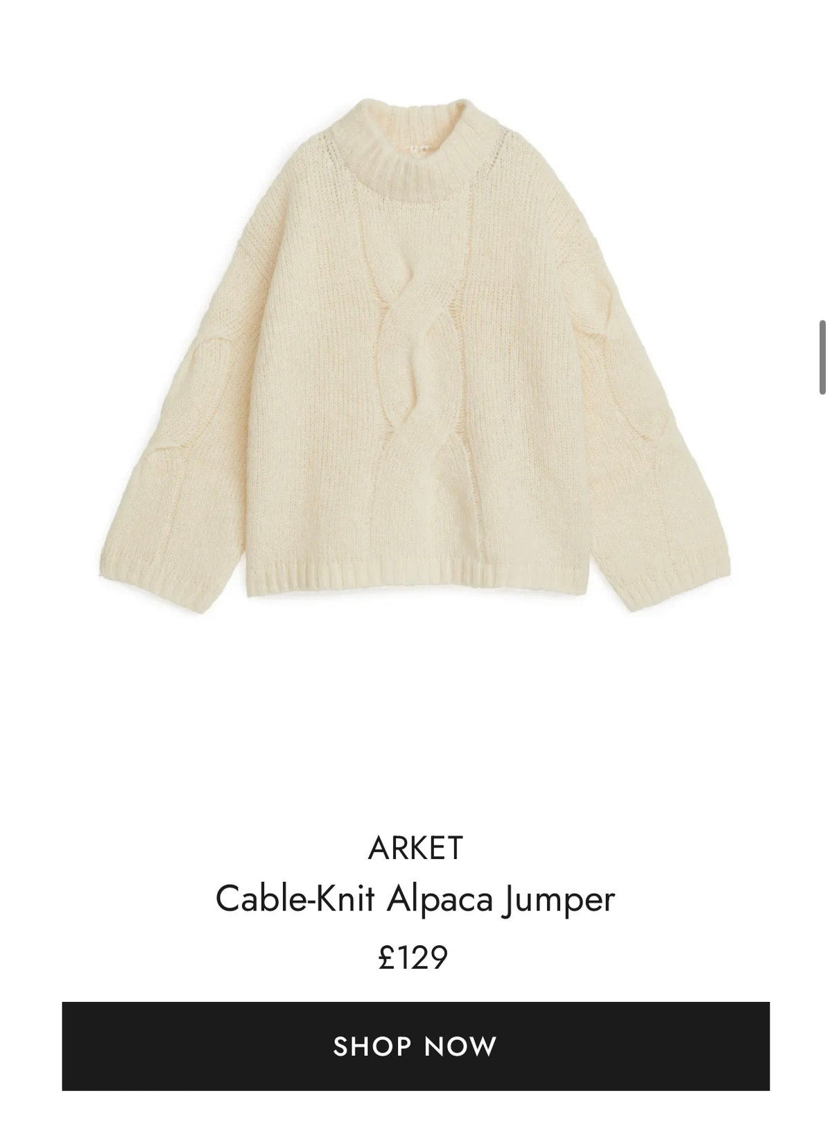 Cream wool and alpaca sweater by Arket