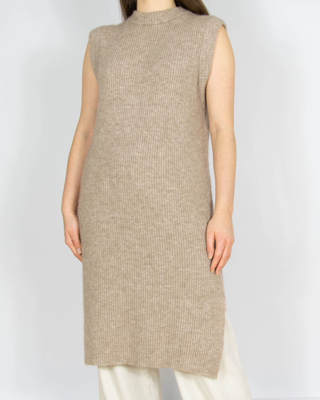 Beige wool and alpaca tunic dress by NORR