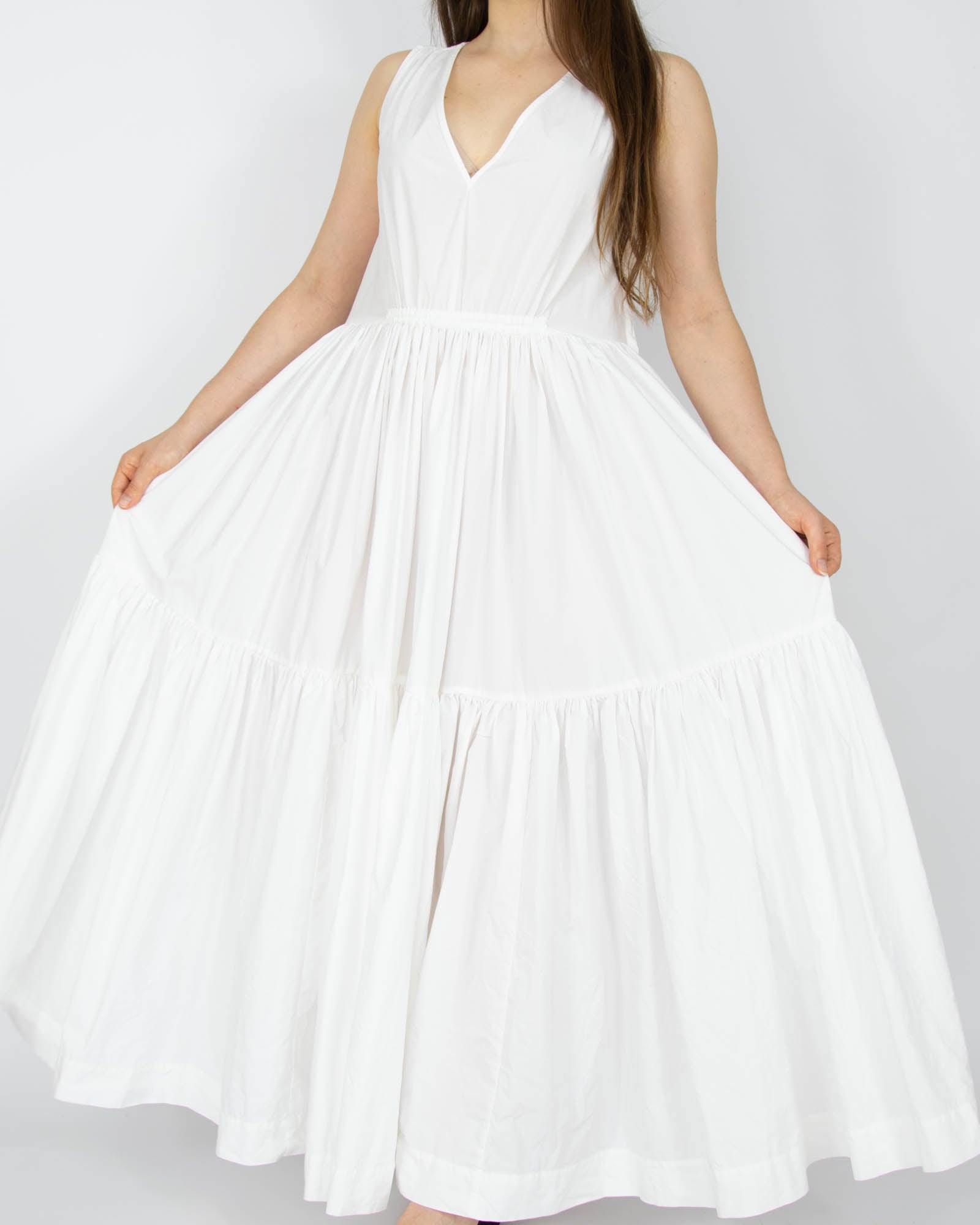 White cotton maxi dress by H&M Premium