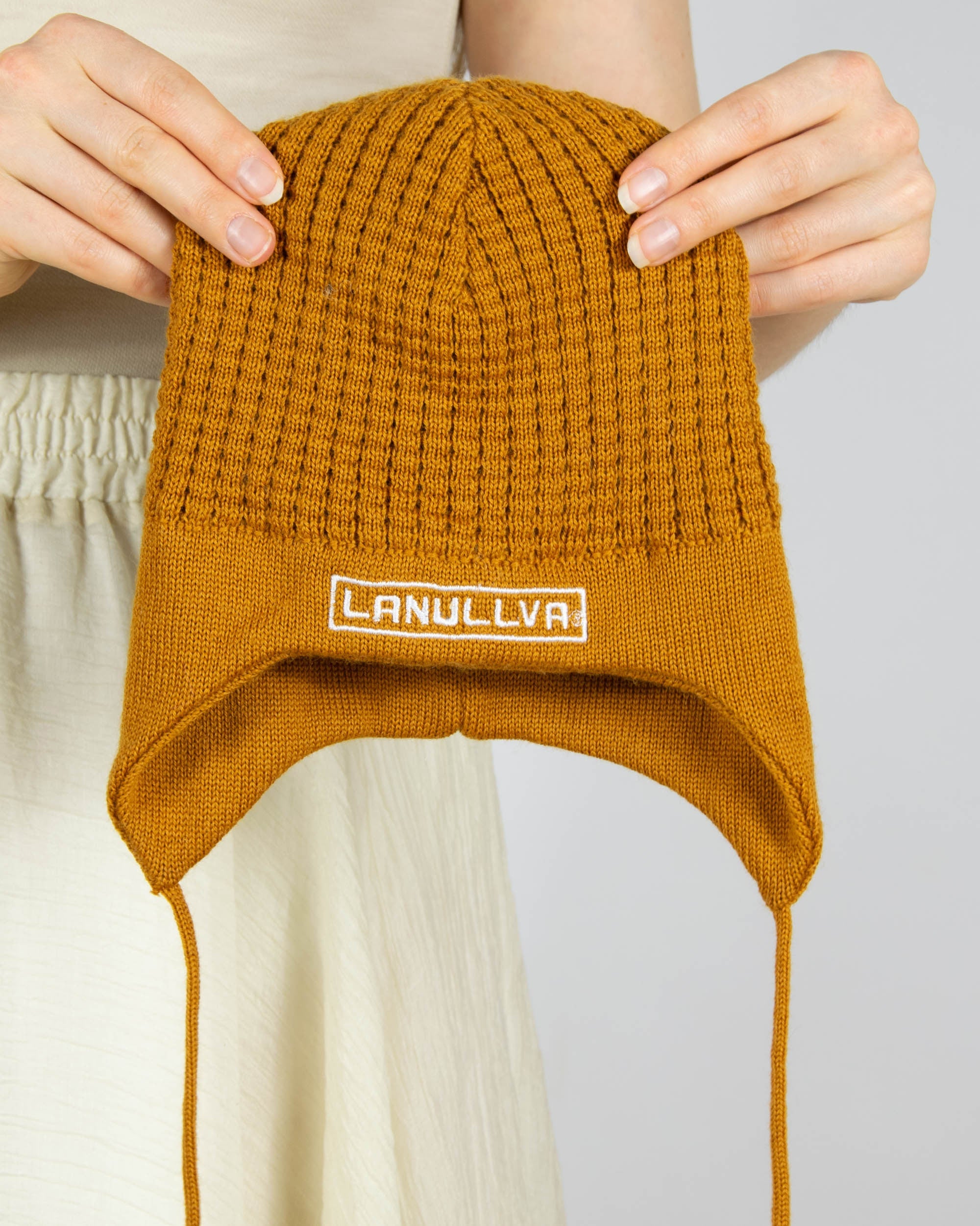 Orange and brown merino wool children's hat by LANULLVA
