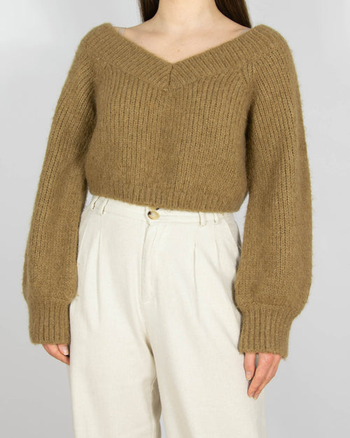 Brown cropped wool and alpaca sweater by & Other Stories