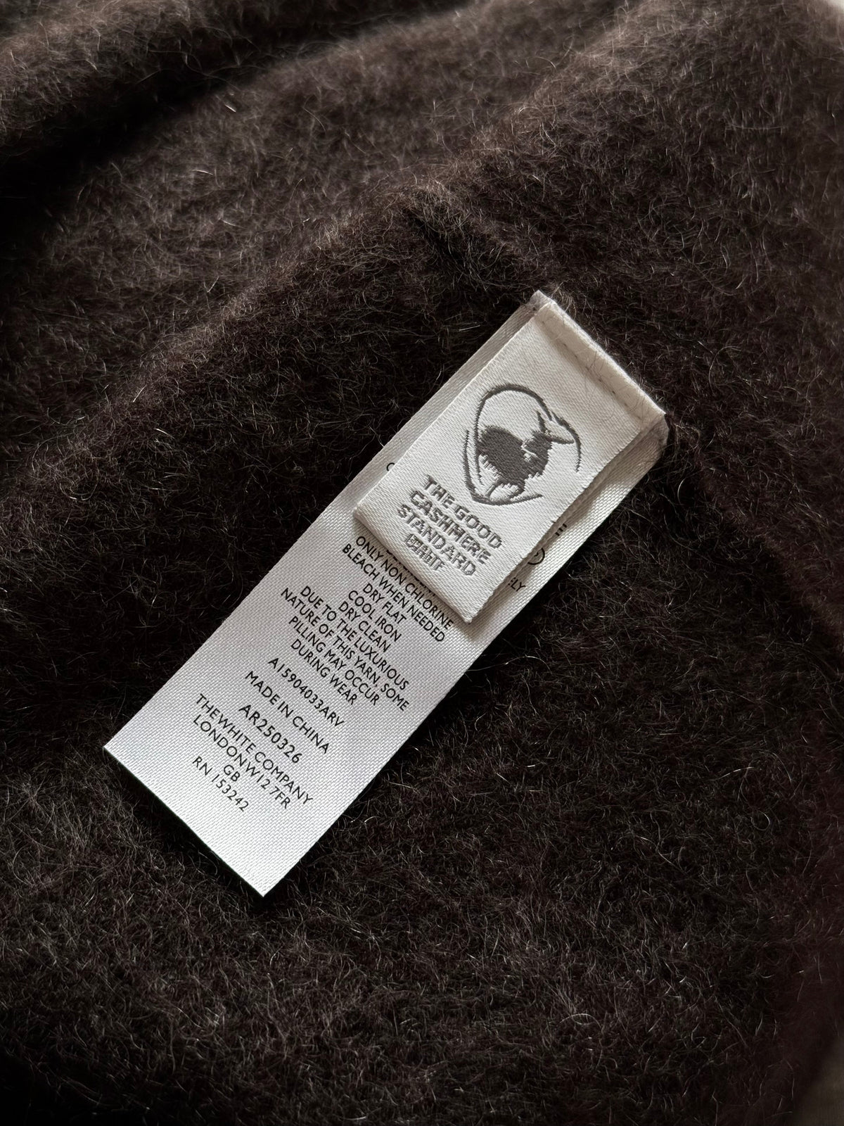 Chocolate brown brushed cashmere sweater by The White Company