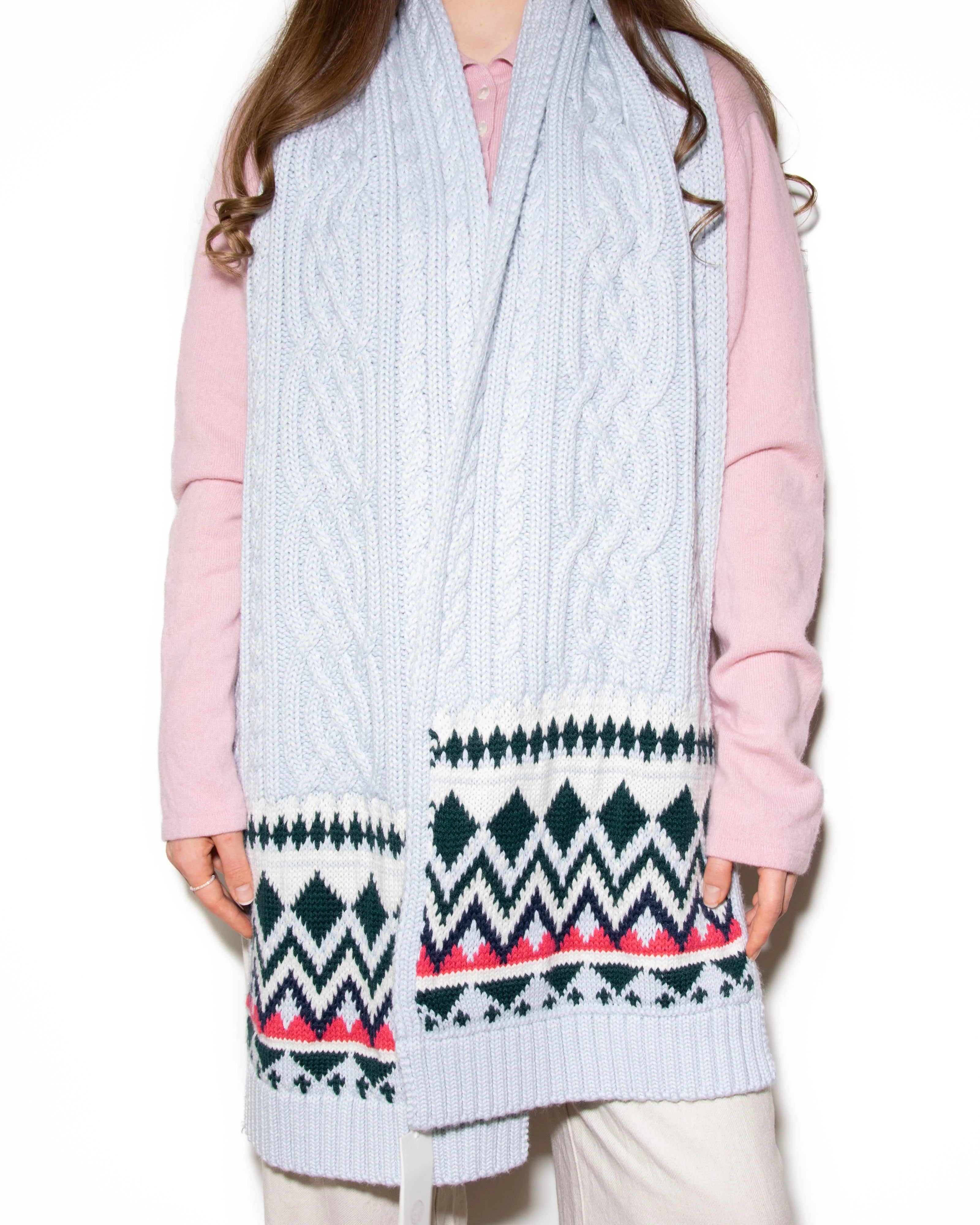 New light blue merino wool oversized scarf by TORY BURCH