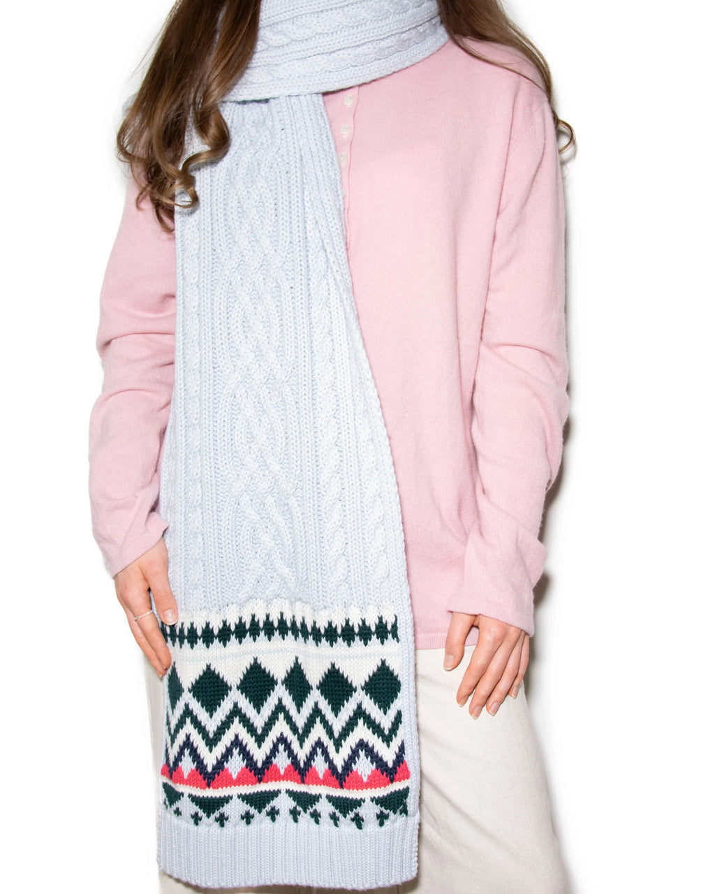 New light blue merino wool oversized scarf by TORY BURCH