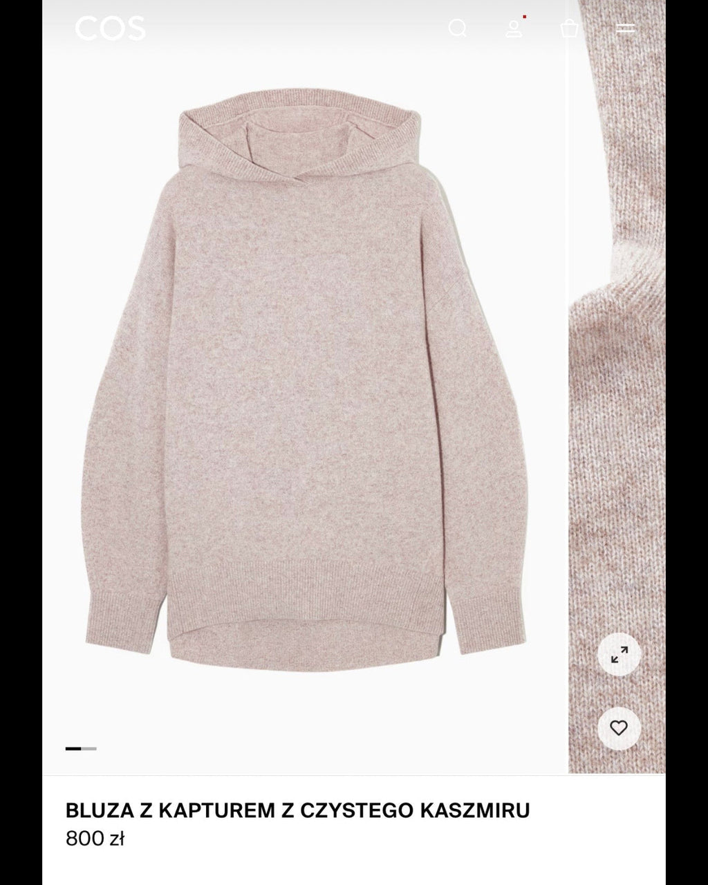Dark grey cashmere hooded sweater by COS