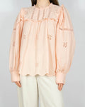 Powder pink embroidered cotton blouse by Lindex