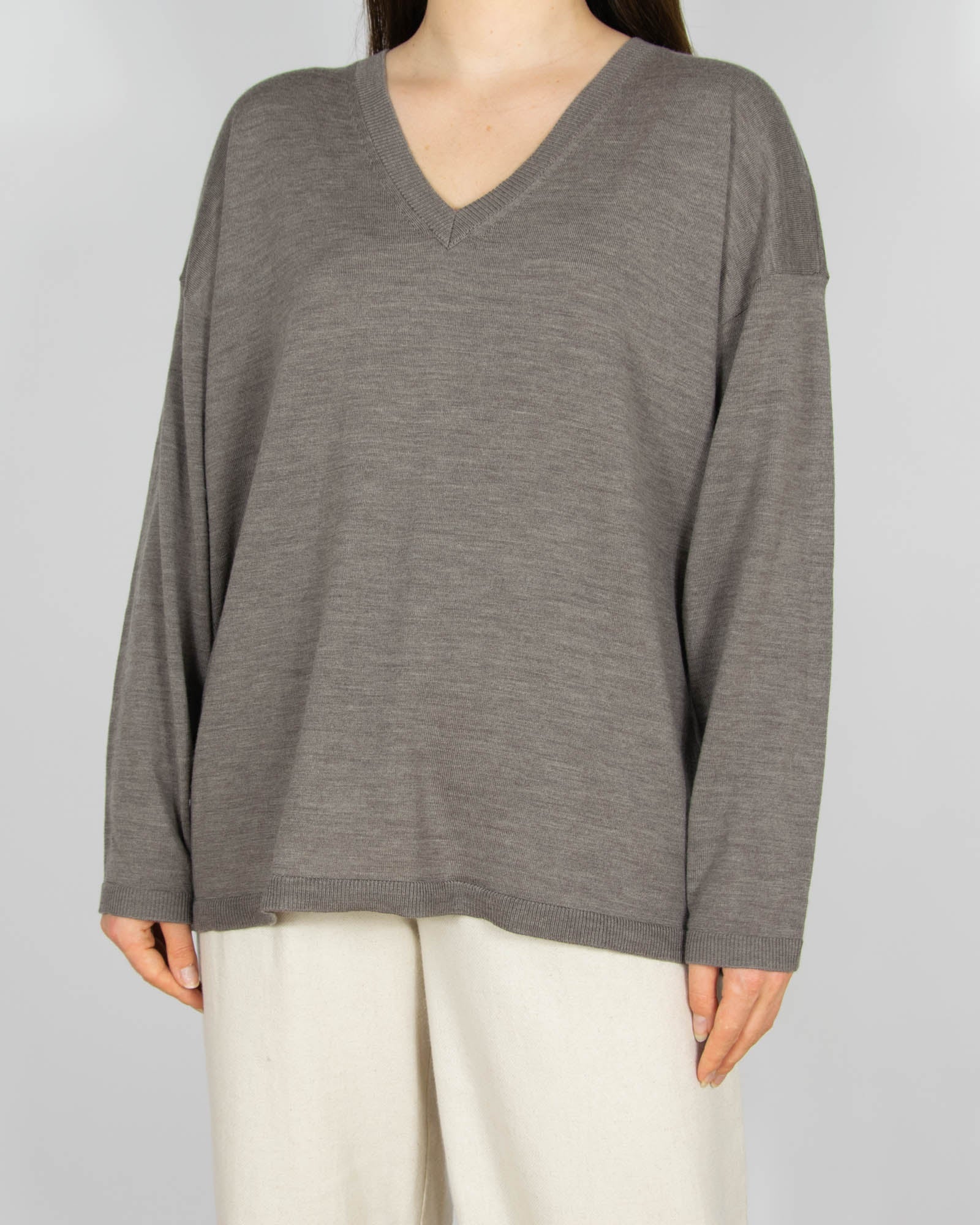 Grey-beige extrafine merino wool sweater by M&S
