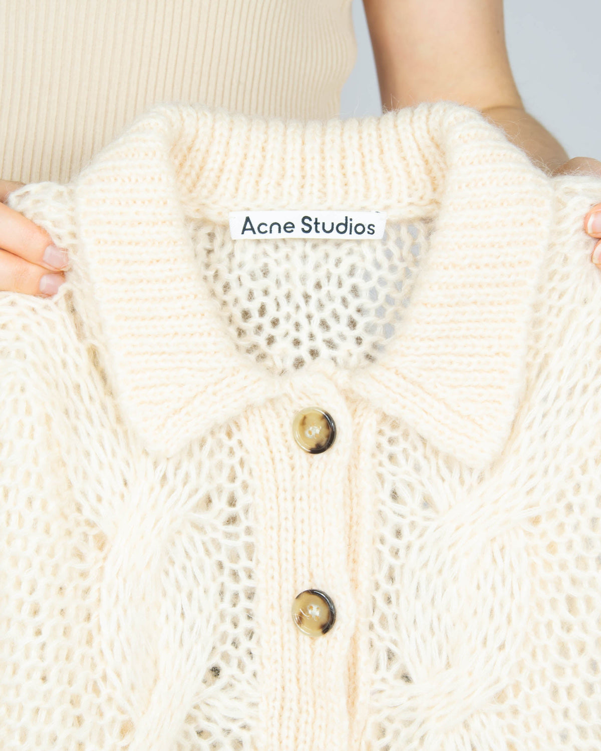 Cream mohair wool and alpaca sweater by Acne Studios