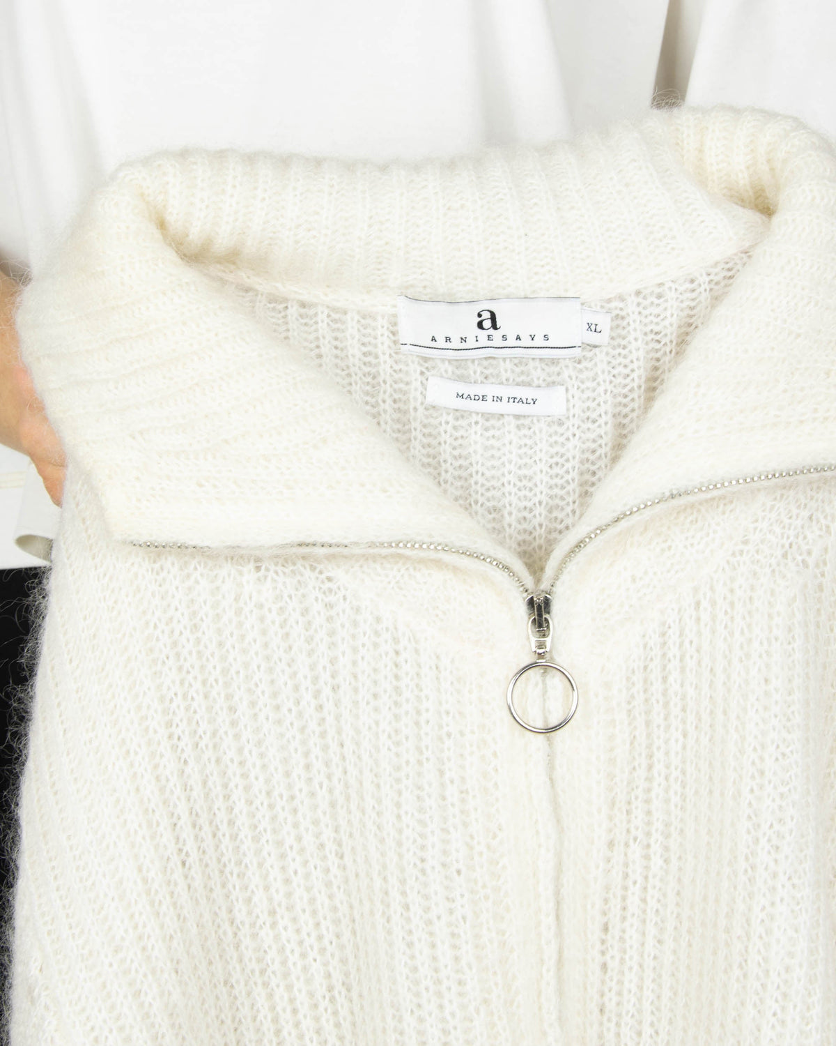 Cream mohair cardigan by Arnie Says