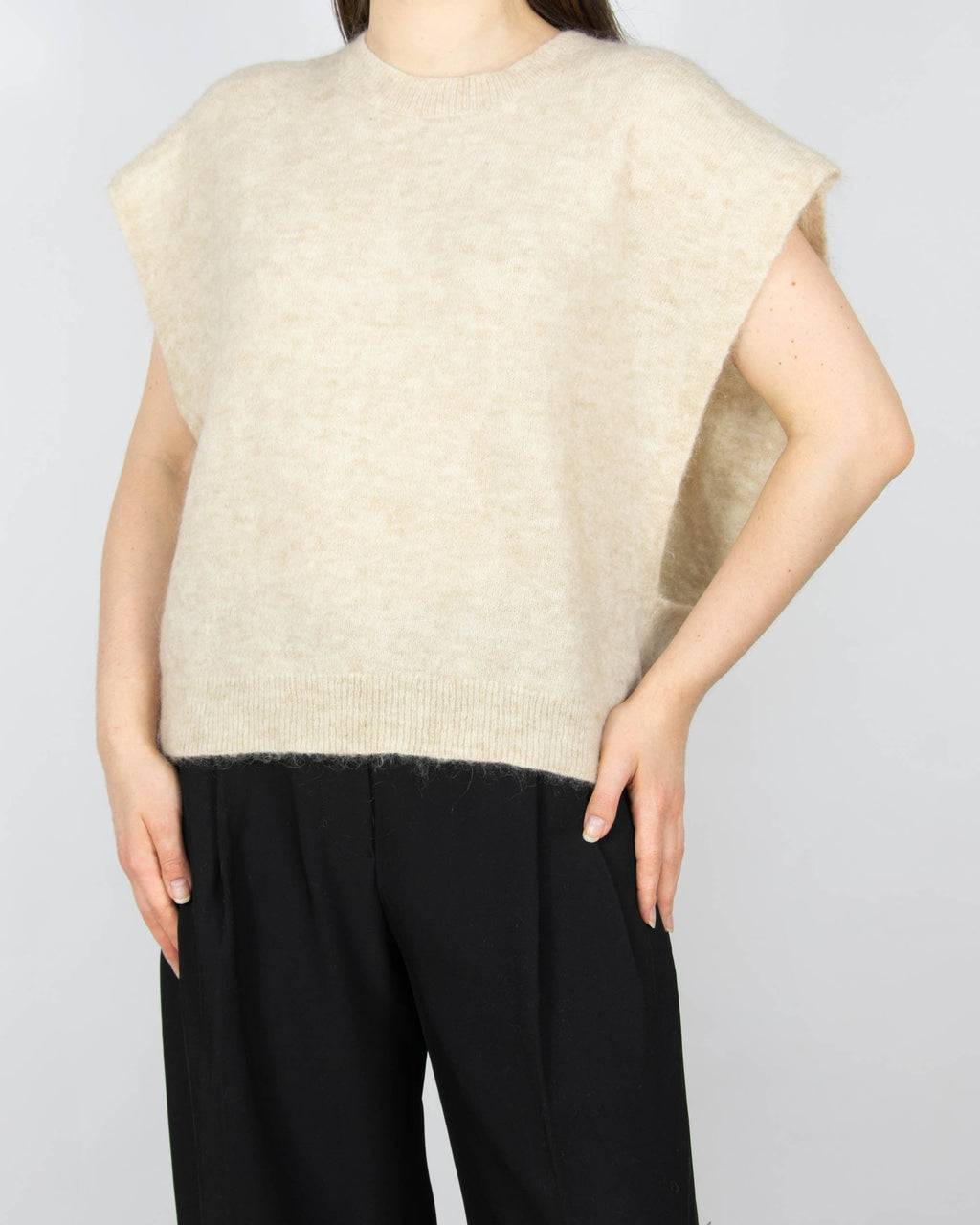 Beige mohair and wool vest by Just Female