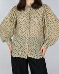 Beige viscose shirt with black polka dots by premium brand GANNI