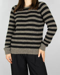 Beige and black alpaca and wool striped sweater by Arnie Says