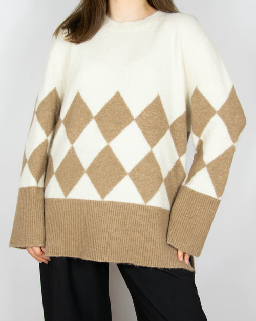 Cream and brown alpaca and wool argyle sweater by & Other Stories