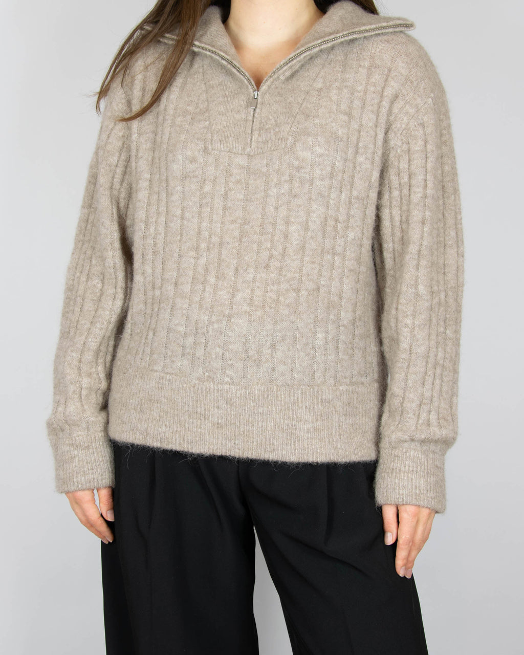 Beige alpaca and wool button-up cardigan by Danish premium brand Gestuz.