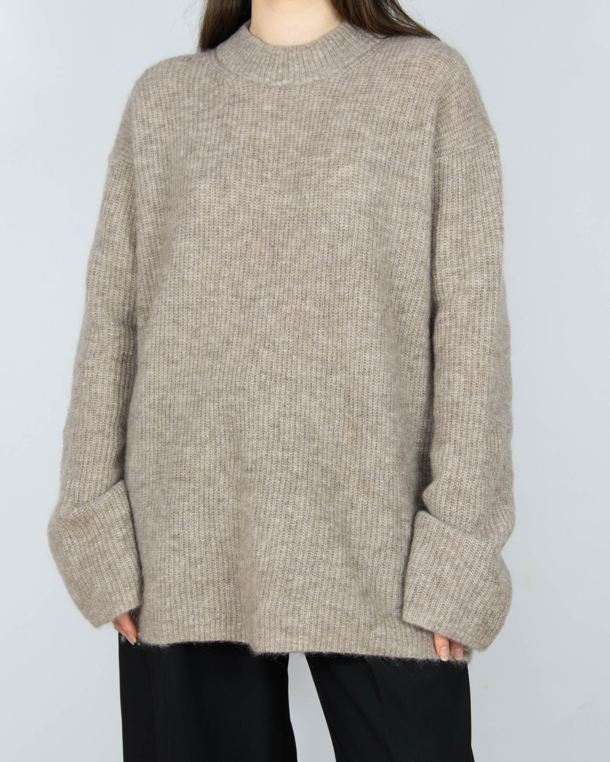 Beige mohair and wool sweater by Scandinavian premium brand By Malene Birger