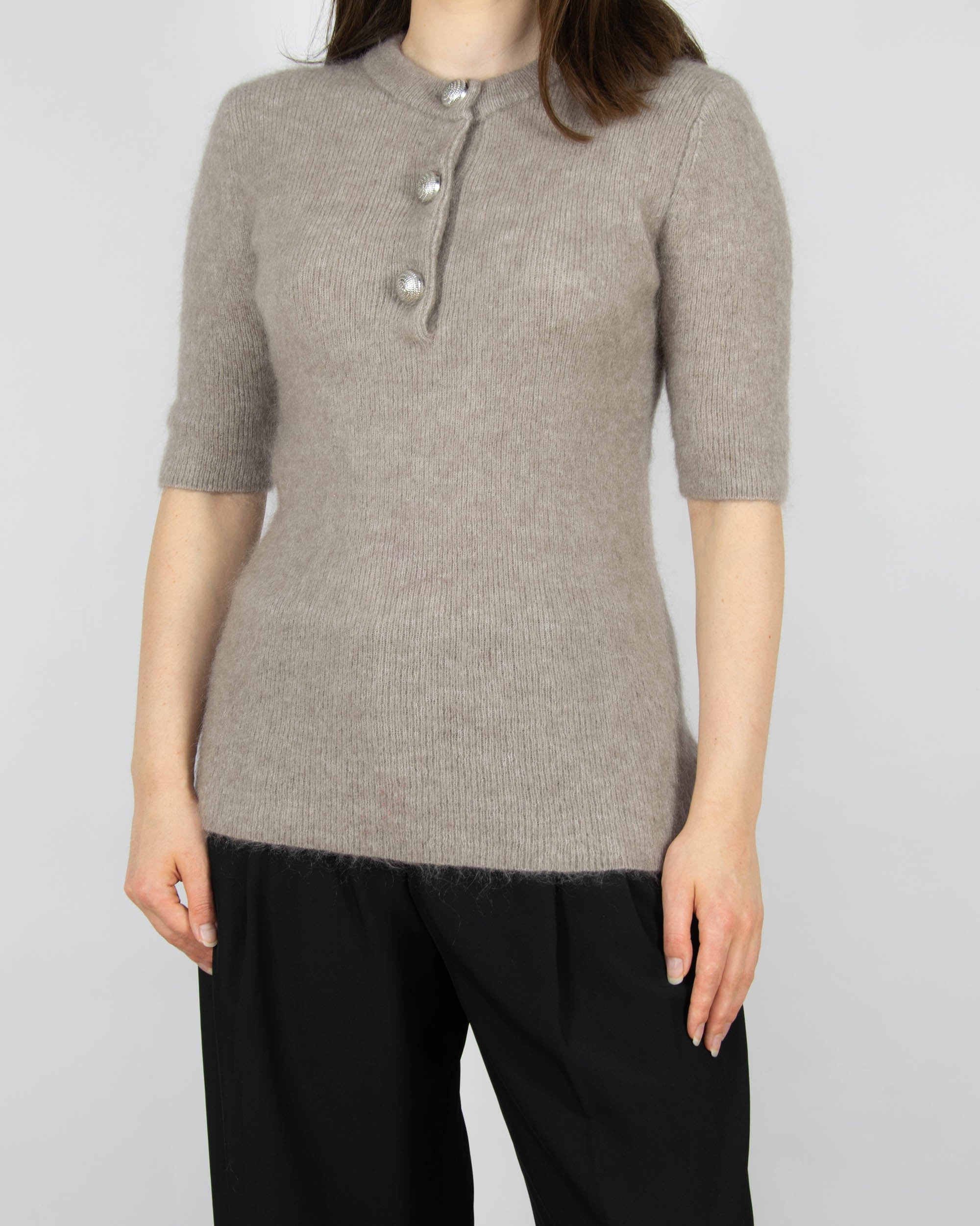 Beige mohair and wool sweater with decorative buttons by H&M Edition