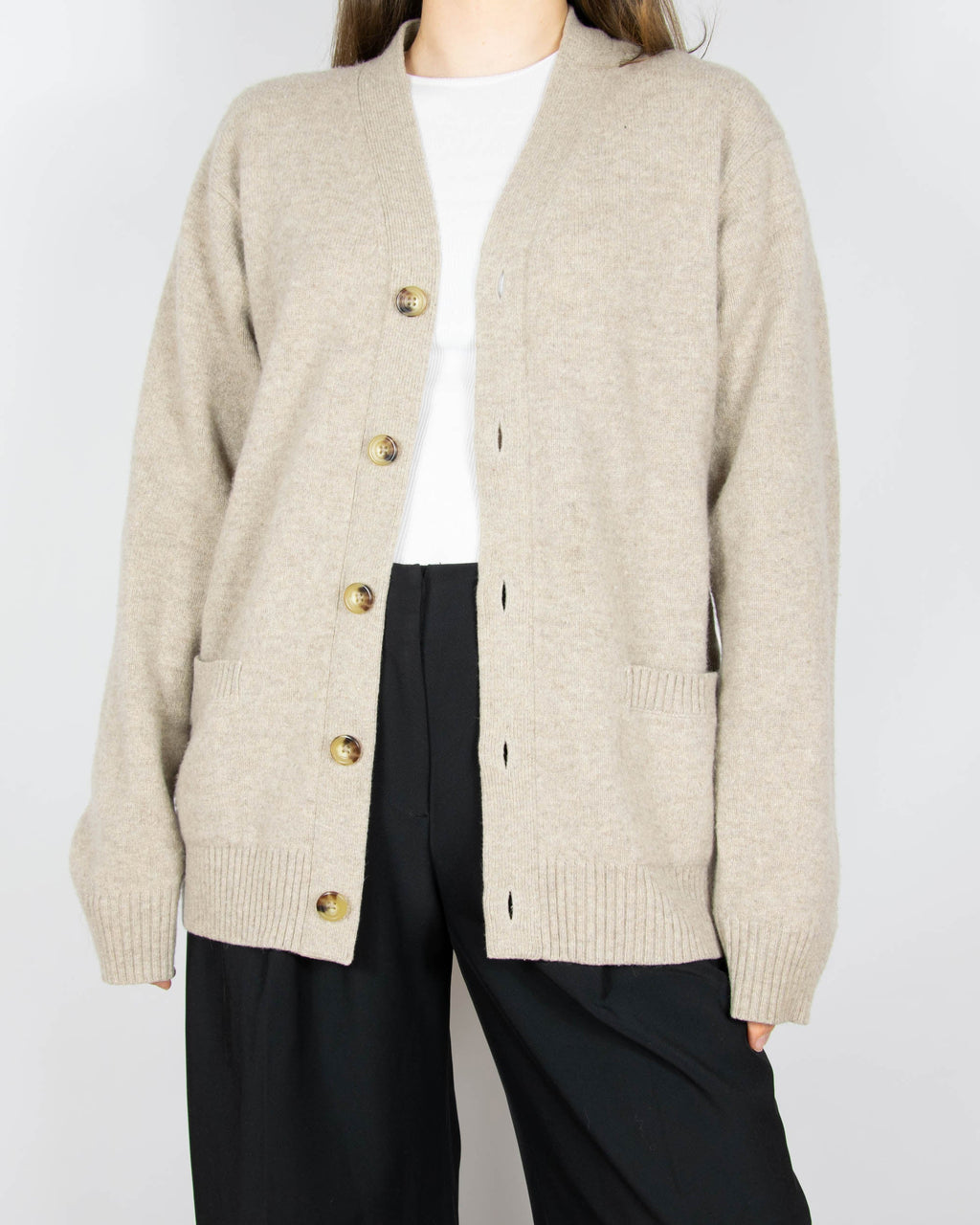 Beige wool cardigan by Uniqlo