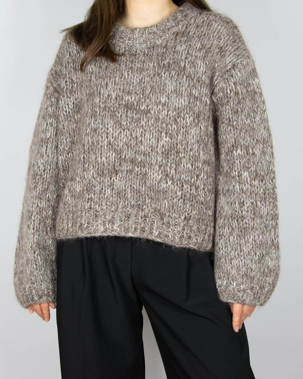 Beige handmade kid mohair and merino wool sweater by Arnie Says