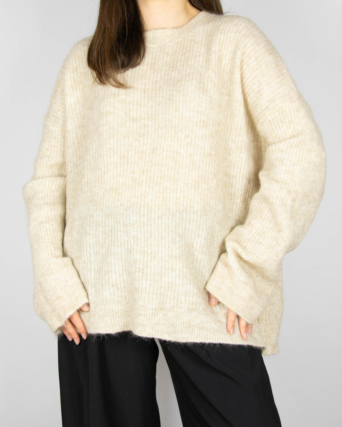 Beige oversized kid mohair and wool sweater by Holzweiler