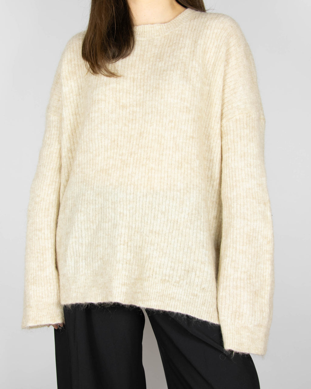Beige oversized kid mohair and wool sweater by Holzweiler
