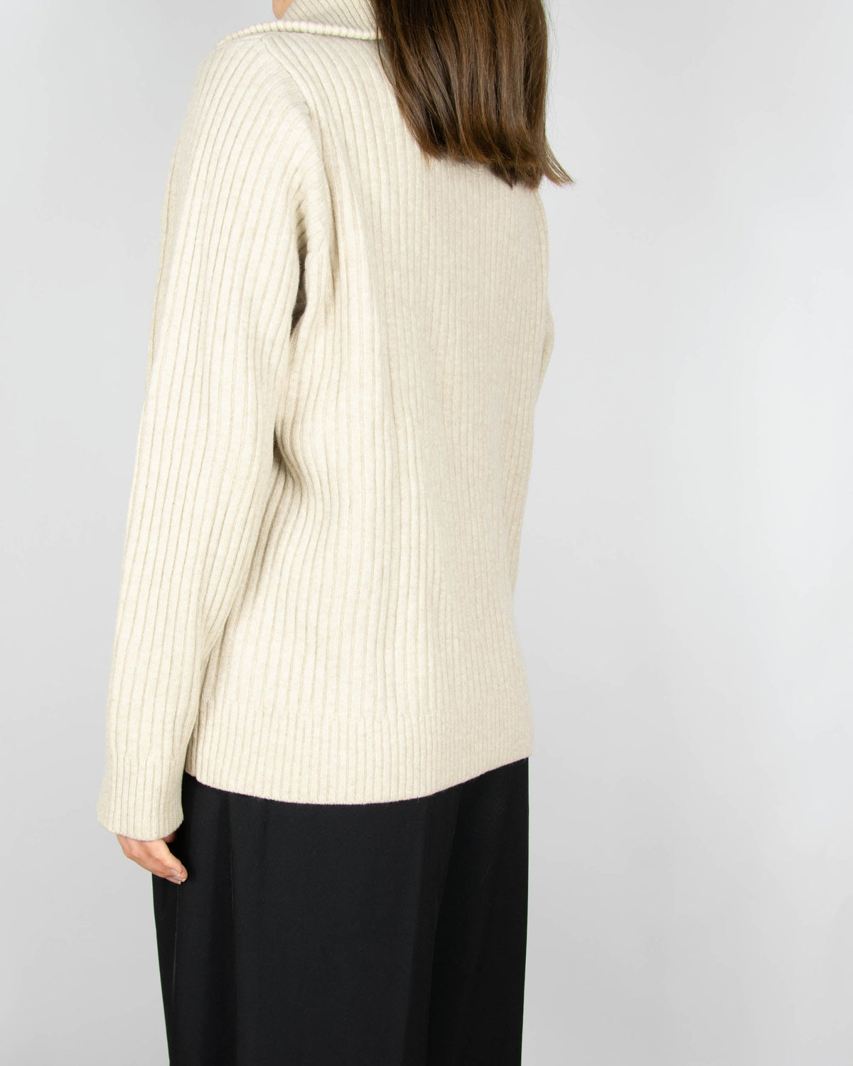 Cream Italian extra fine wool zip-up sweater by Holzweiler