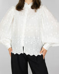 White embroidered cotton shirt by Scandinavian brand Blu