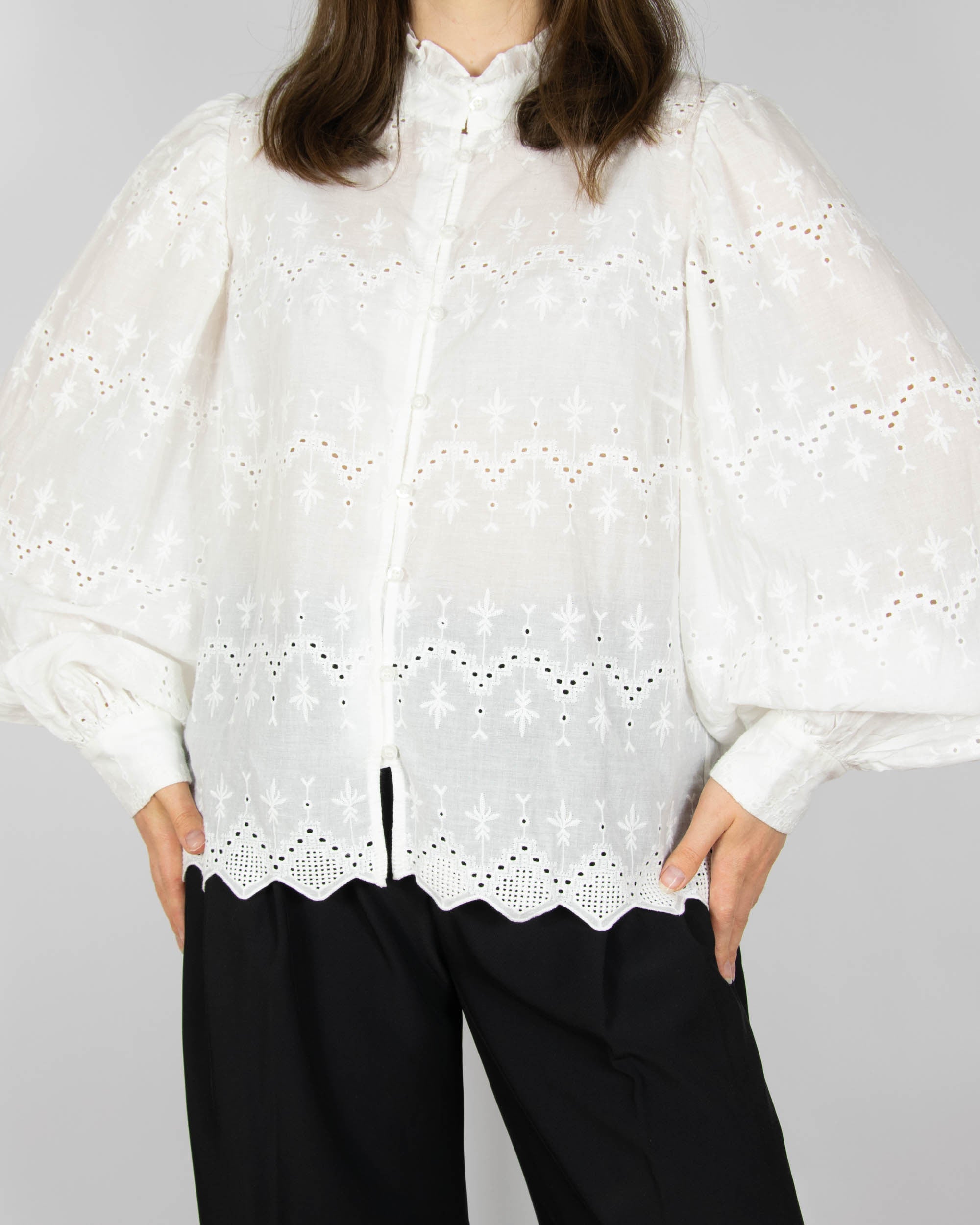 White embroidered cotton shirt by Scandinavian brand Blu