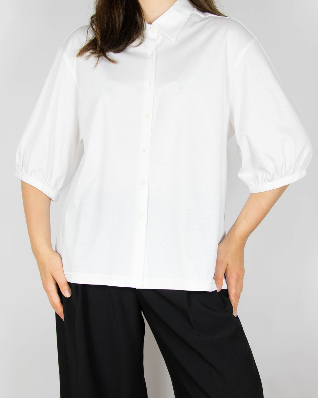 White mercerised cotton shirt by Stenströms