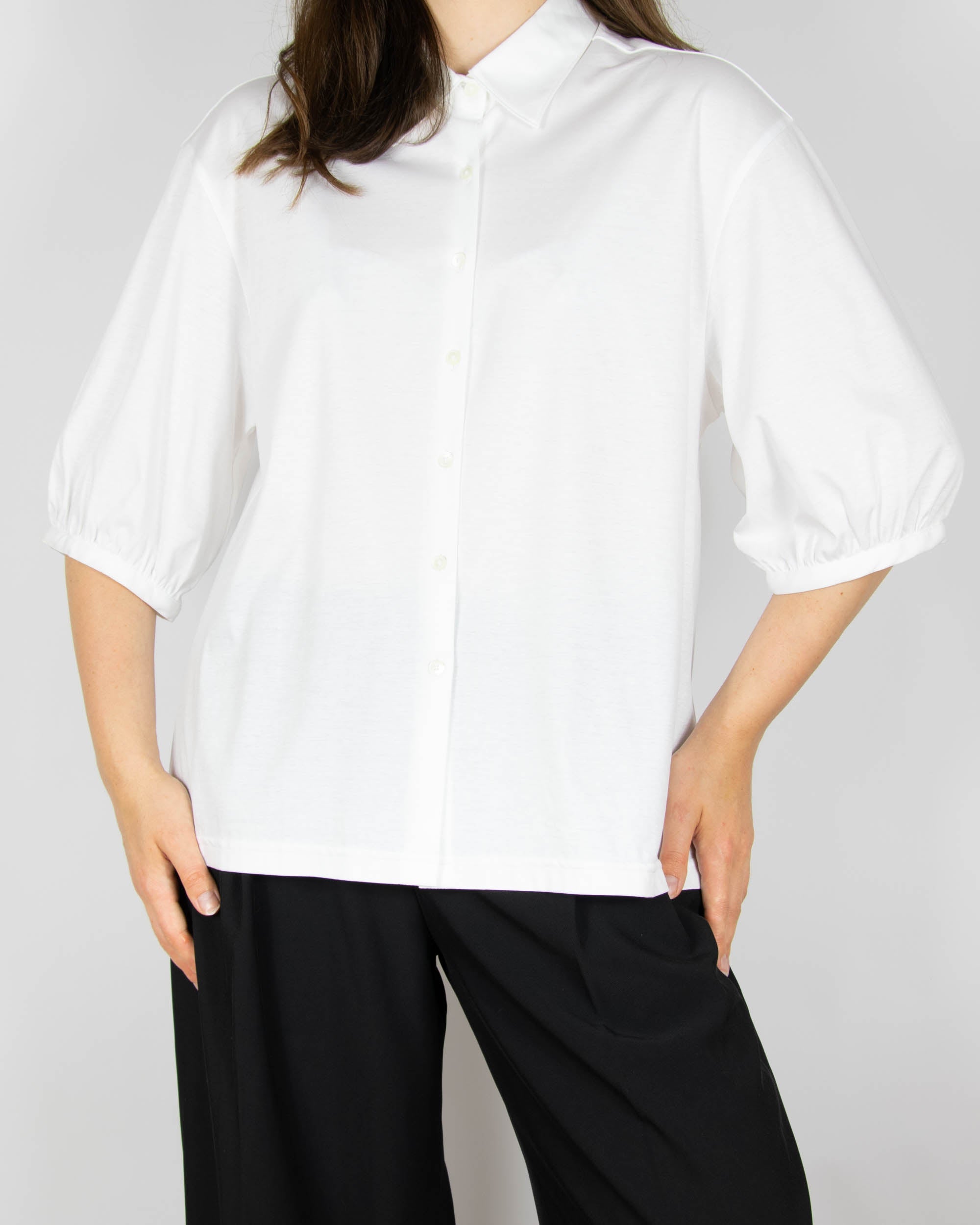 White mercerised cotton shirt by Stenströms