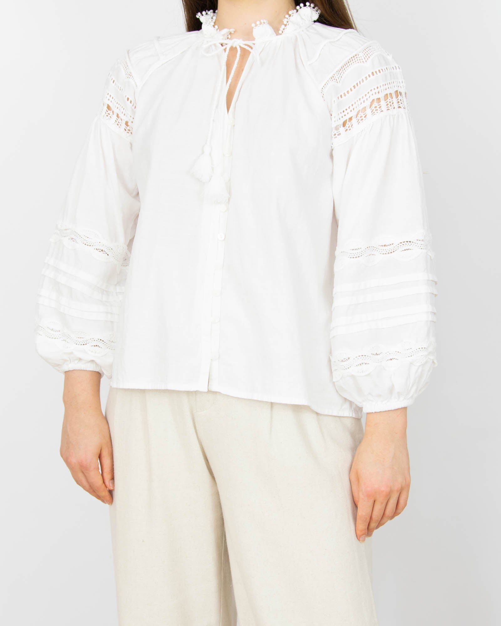 White embroidered cotton shirt by SUNCOO Paris