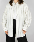 White and beige striped cotton and linen shirt by SAMSØE SAMSØE
