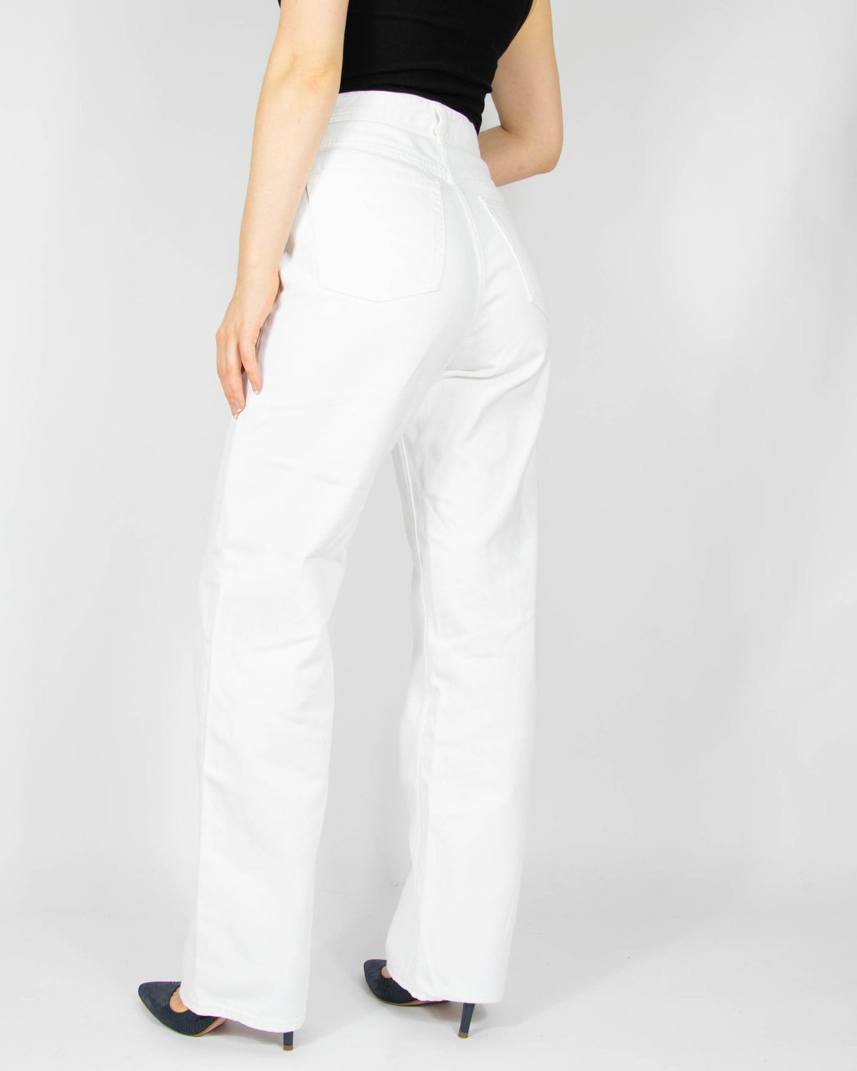 White high-waisted straight-leg jeans by COS