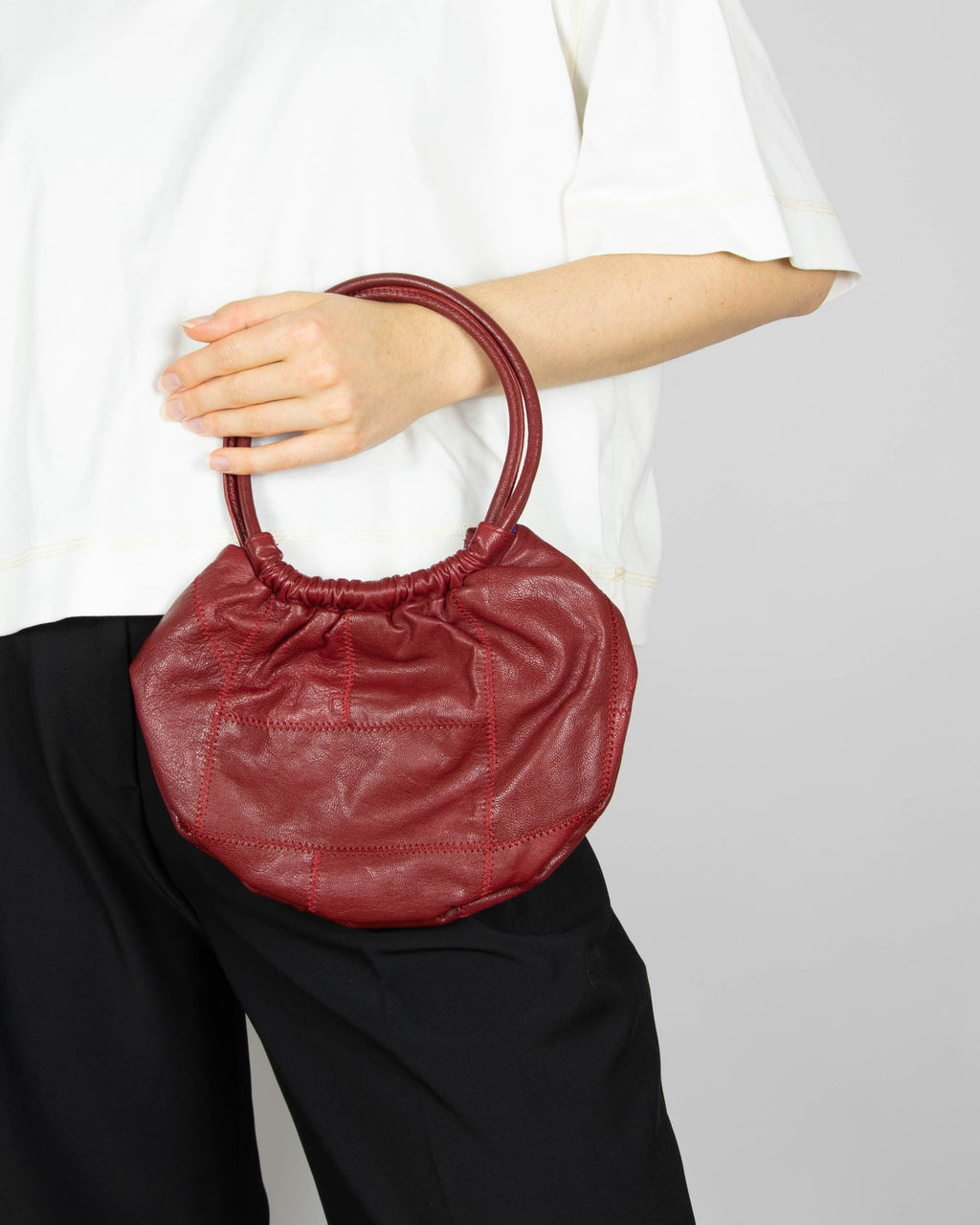 Burgundy genuine leather handbag by M.LONDON