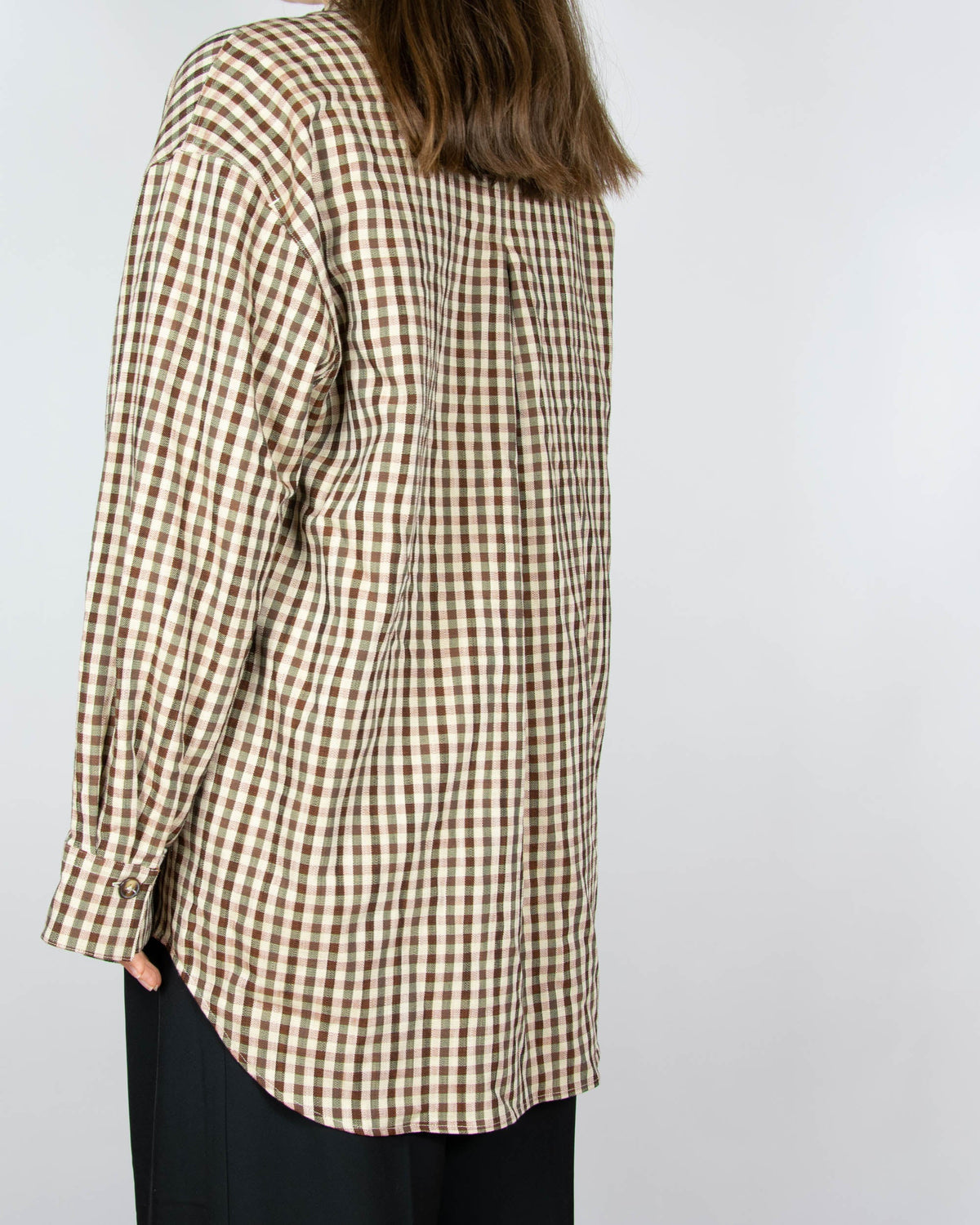 Brown and beige checked viscose shirt by Holzweiler