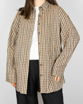 Brown and beige checked viscose shirt by Holzweiler