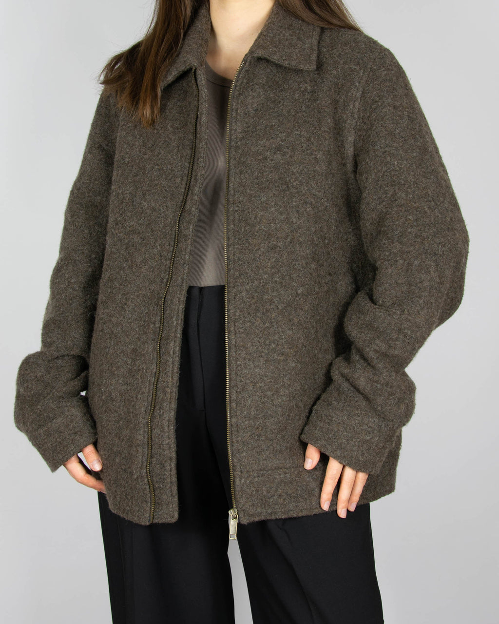 Brown wool-blend jacket by Selected Homme