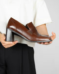 Leather heeled loafers by Billi Bi Copenhagen