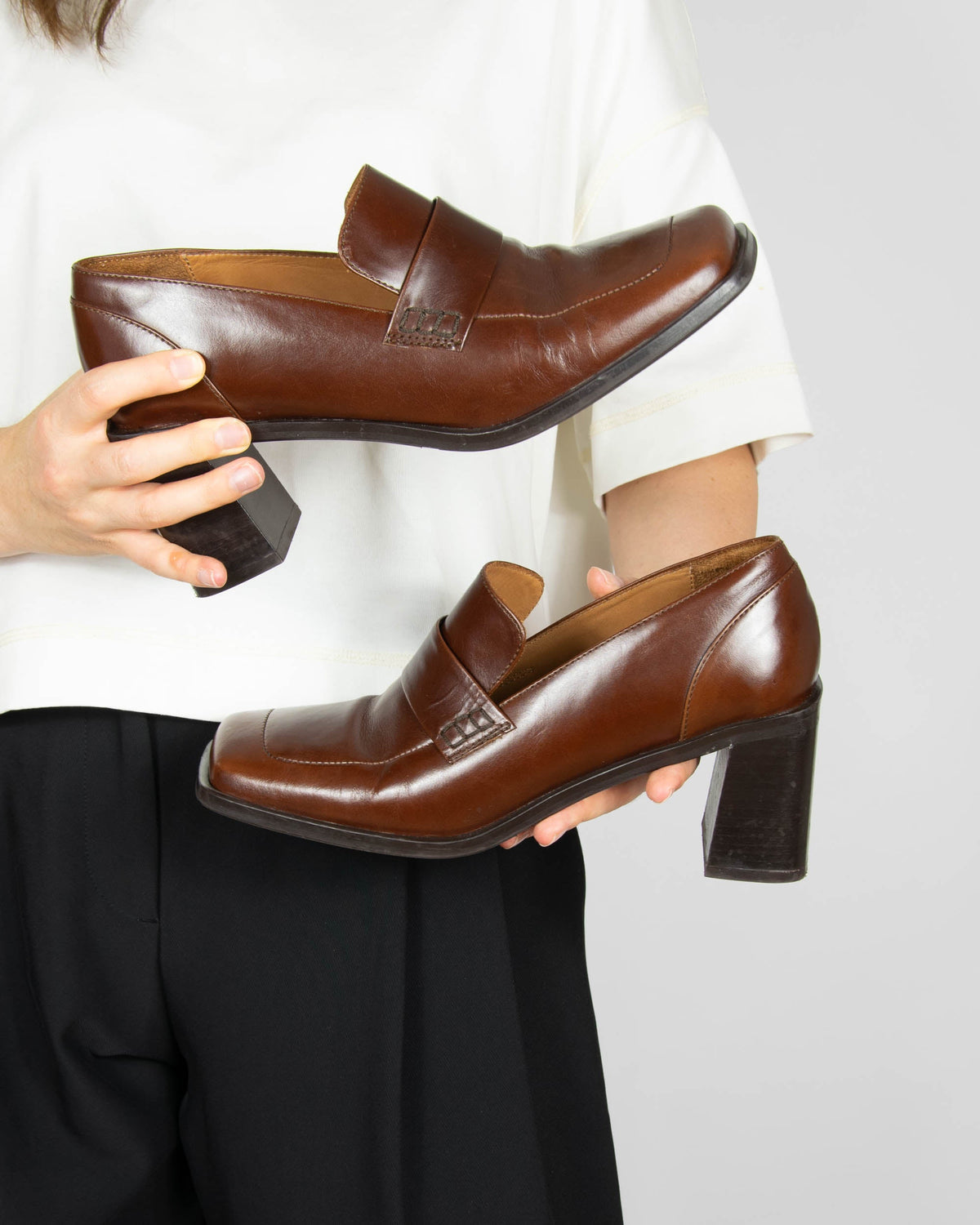 Leather heeled loafers by Billi Bi Copenhagen