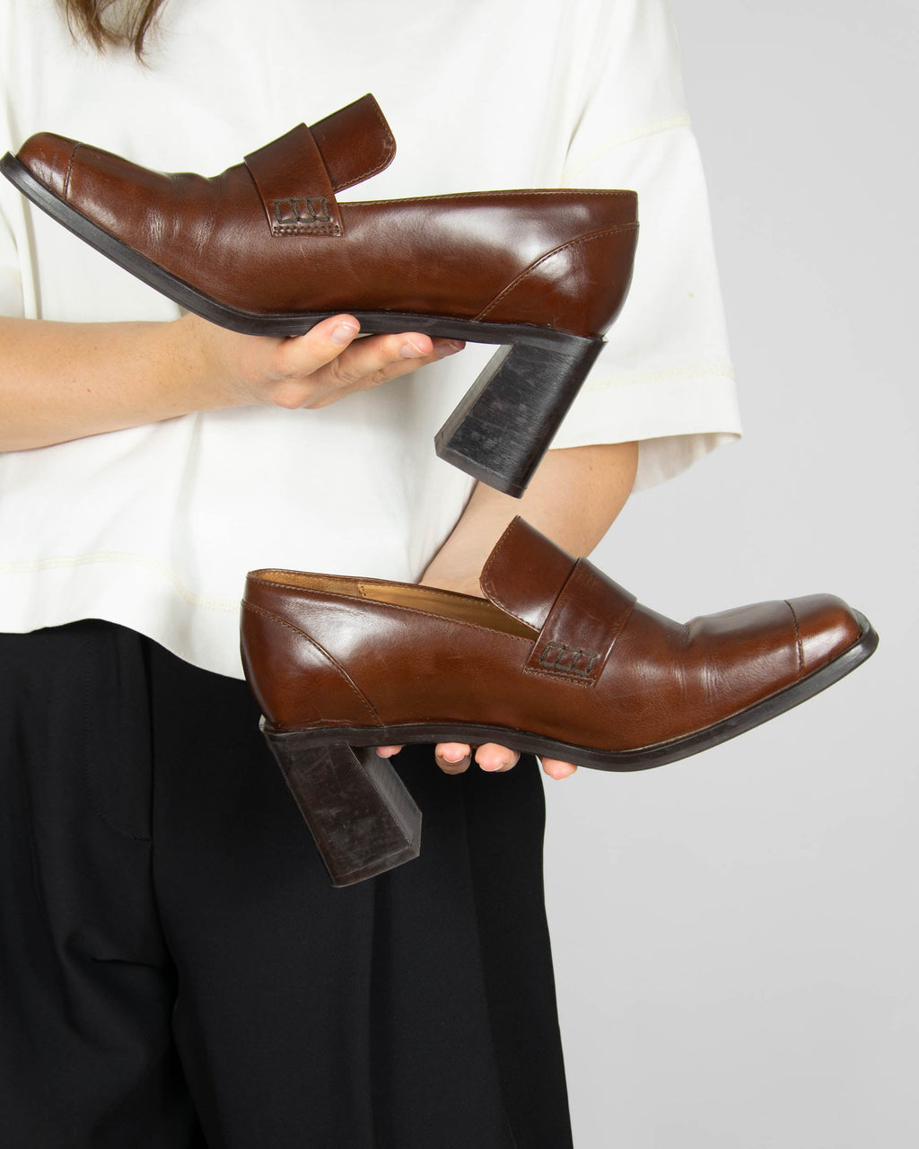 Leather heeled loafers by Billi Bi Copenhagen