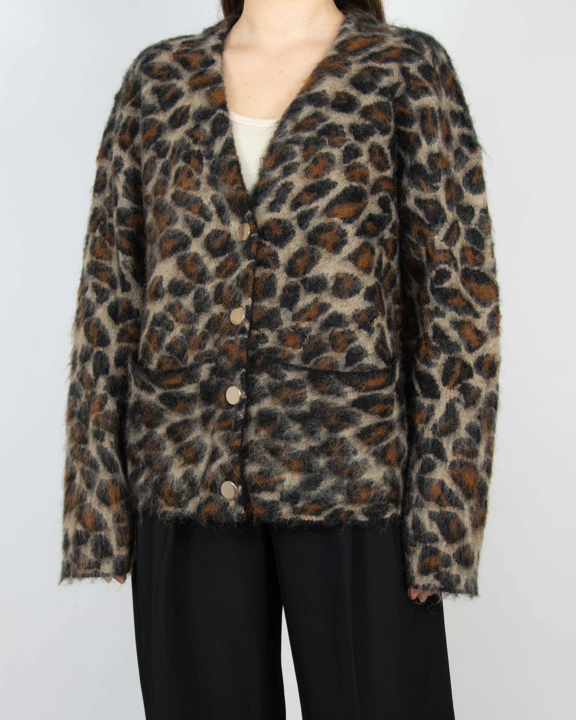 Beige and brown leopard-print kid mohair and wool sweater by DAY Birger et Mikkelsen