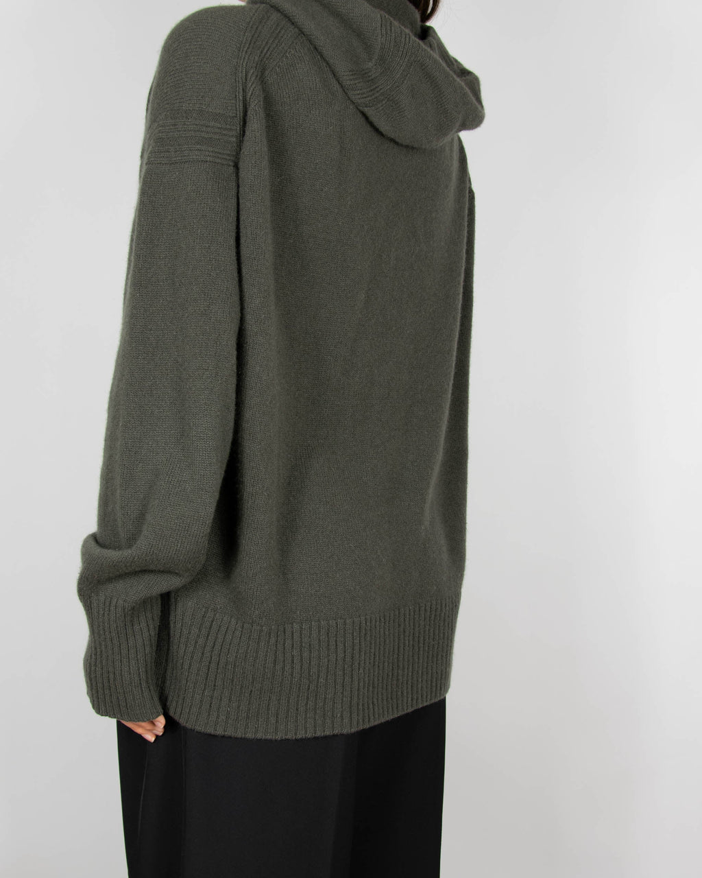 Brown and green cashmere hooded sweater by COS