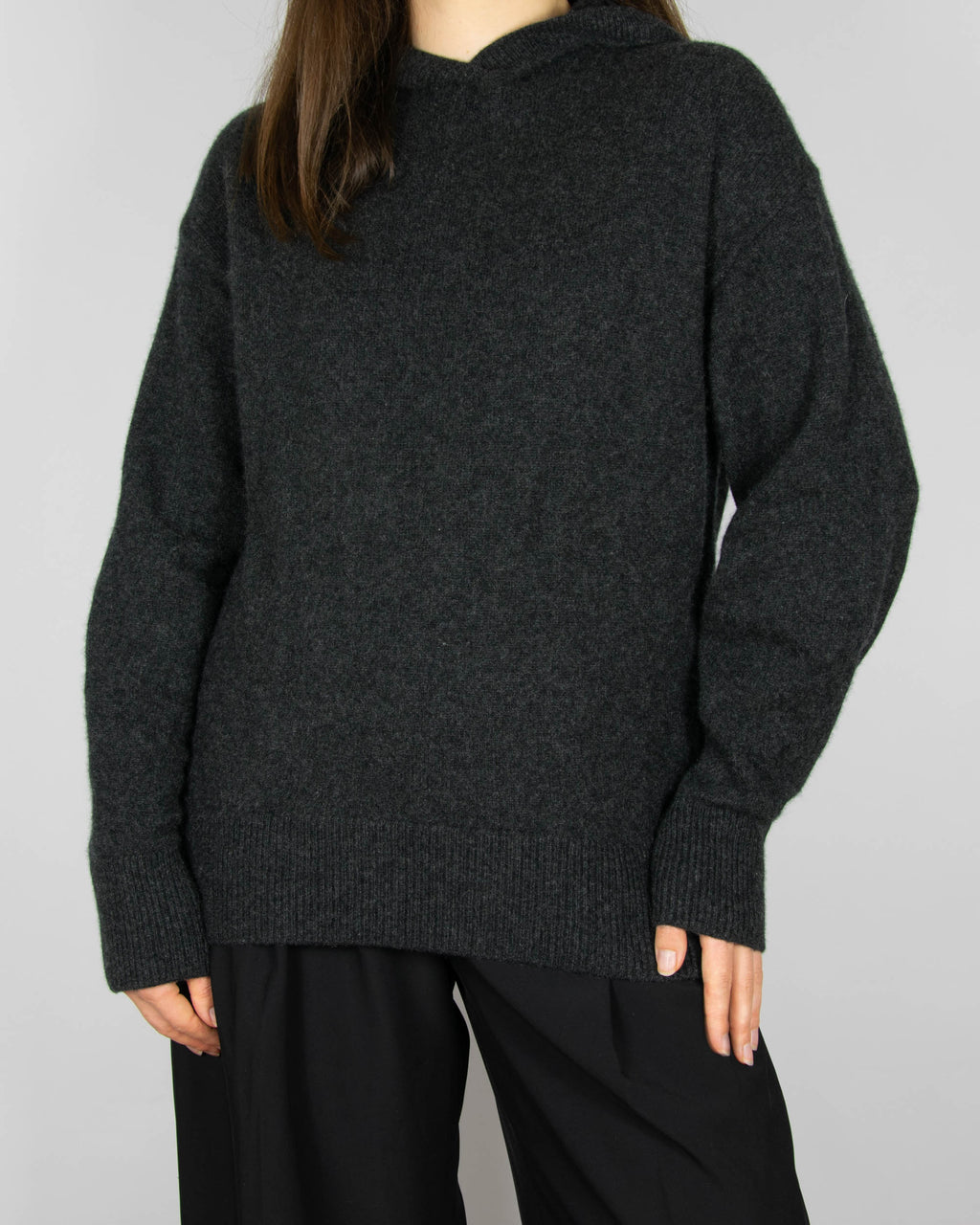 Dark grey cashmere hooded sweater by COS