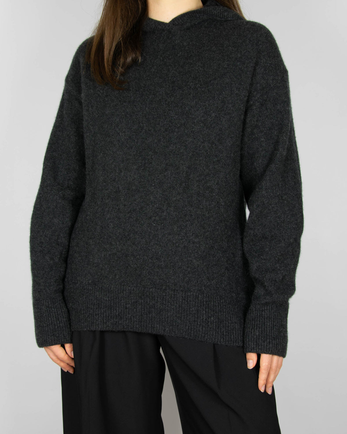 Dark grey cashmere hooded sweater by COS