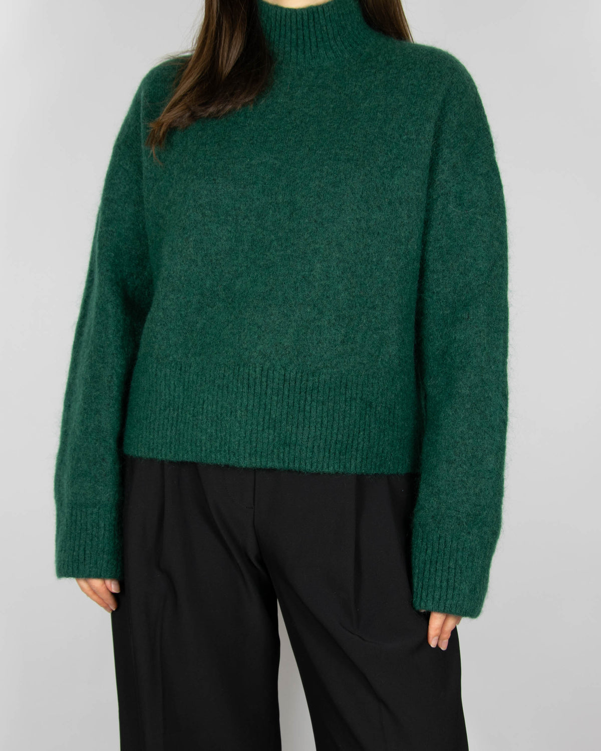 Dark green mohair and wool turtleneck sweater by & Other Stories.
