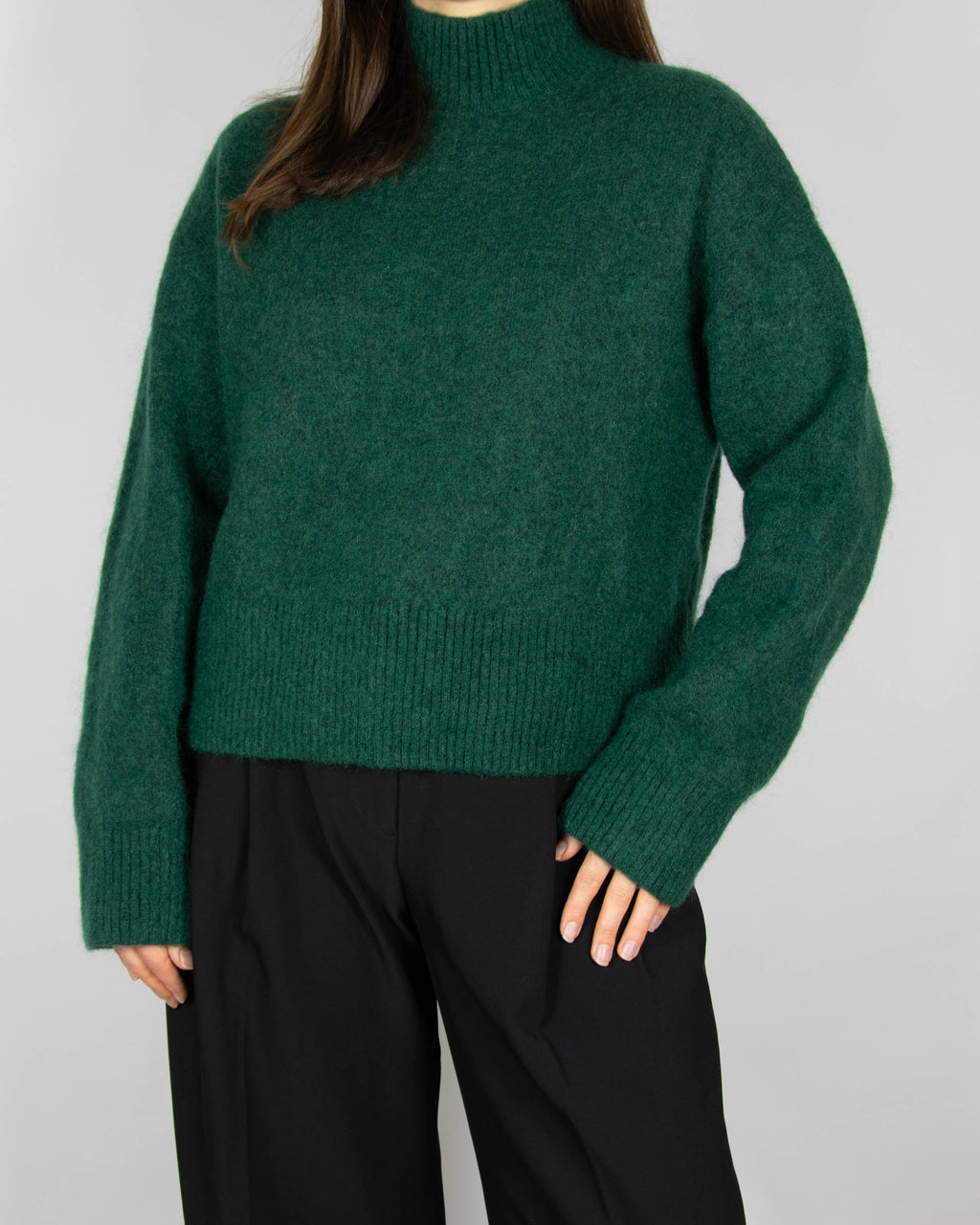 Dark green mohair and wool turtleneck sweater by & Other Stories.