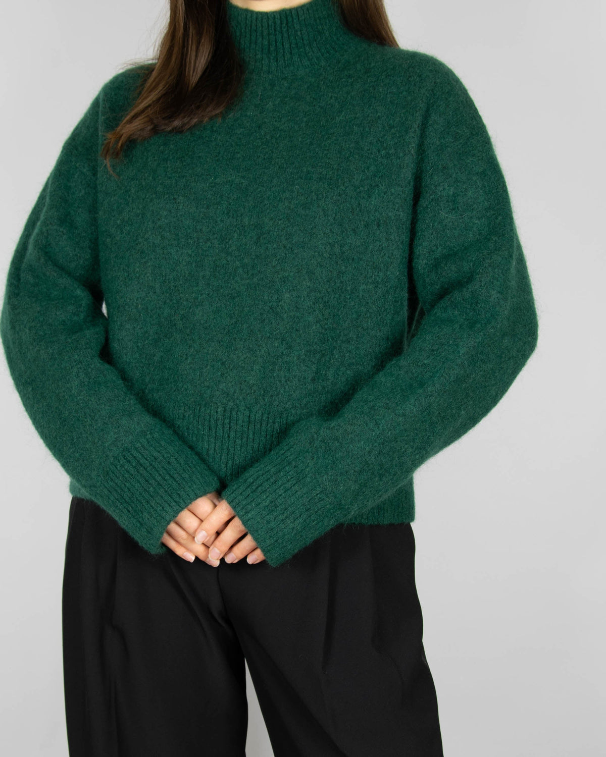 Dark green mohair and wool turtleneck sweater by & Other Stories.