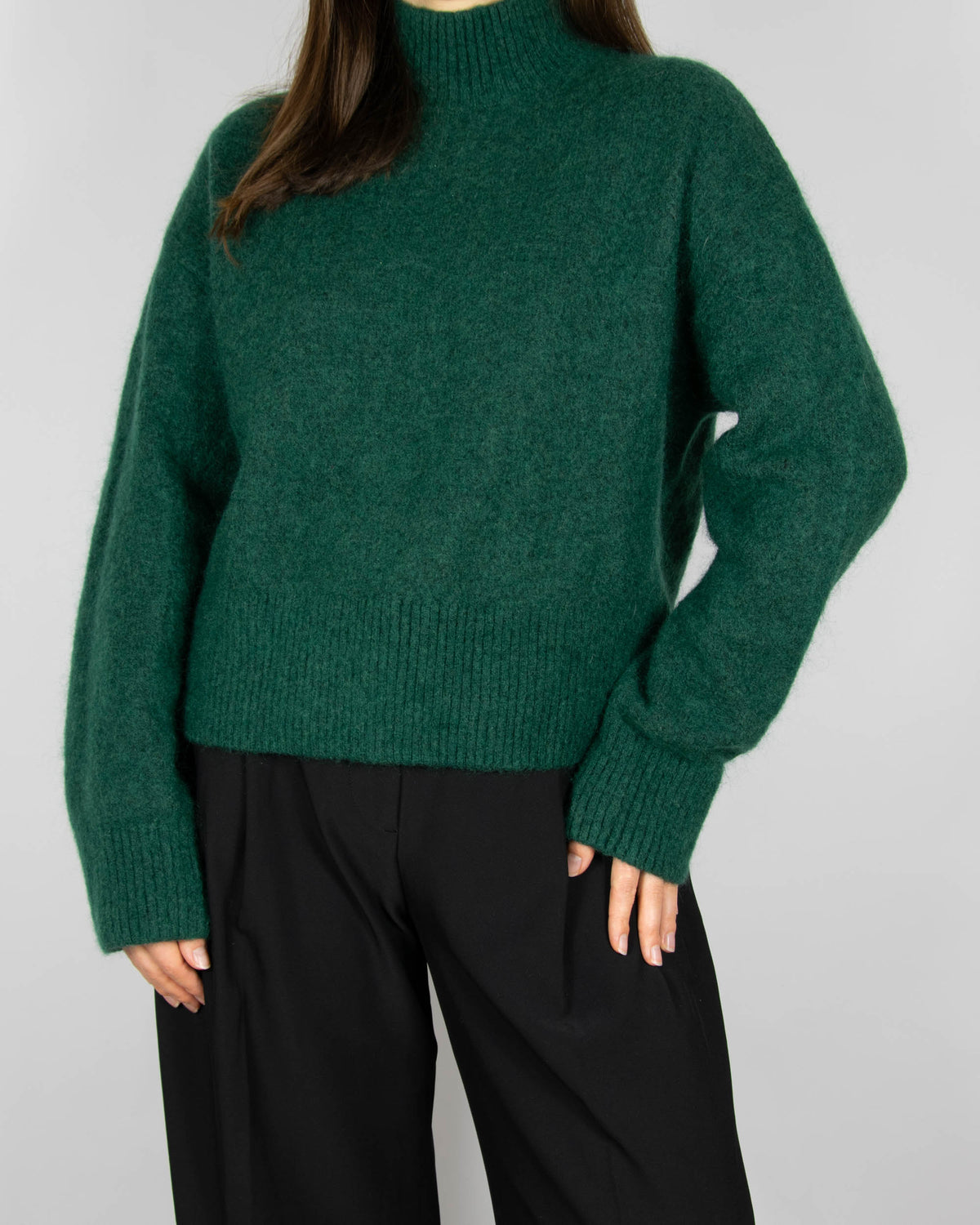 Dark green mohair and wool turtleneck sweater by & Other Stories.